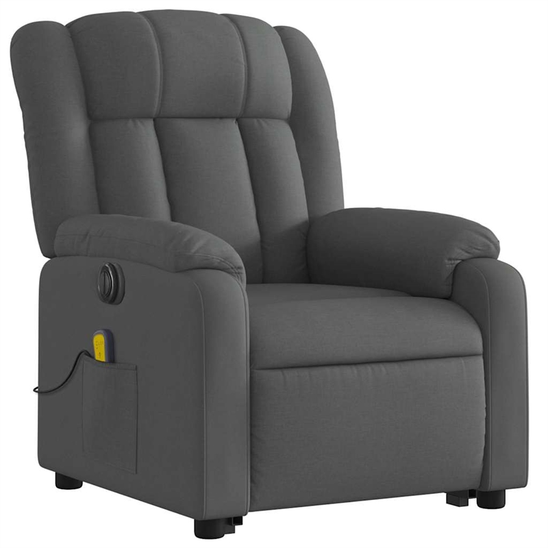 vidaXL Fabric Electric Stand up Massage Recliner Chair in Dark Gray