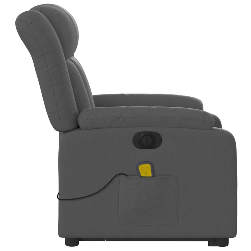 vidaXL Fabric Electric Stand up Massage Recliner Chair in Dark Gray