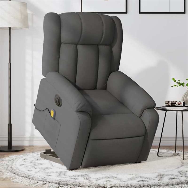 vidaXL Fabric Electric Stand up Massage Recliner Chair in Dark Gray