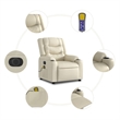 vidaXL Faux Leather Electric Massage Recliner Chair in Cream