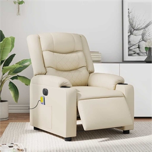 vidaXL Faux Leather Electric Massage Recliner Chair in Cream