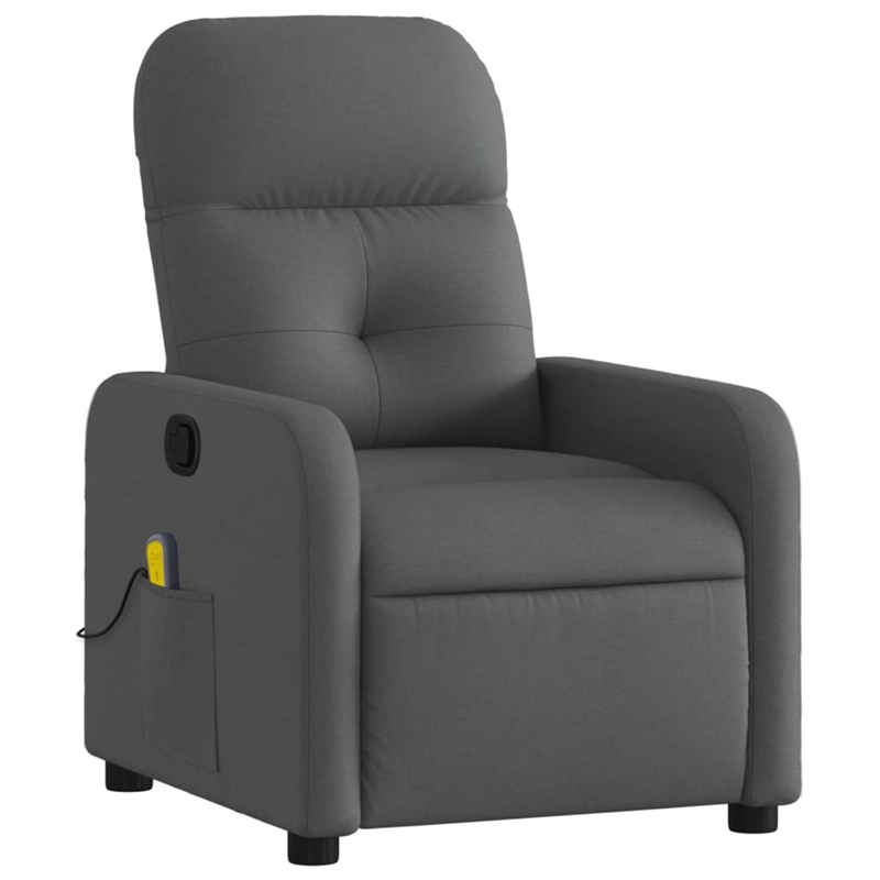 vidaXL Fabric Massage Recliner Chair in Dark Grey
