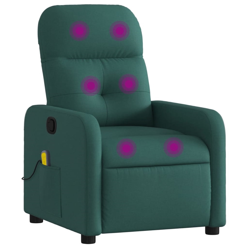 vidaXL Massage Recliner Chair in Dark Green