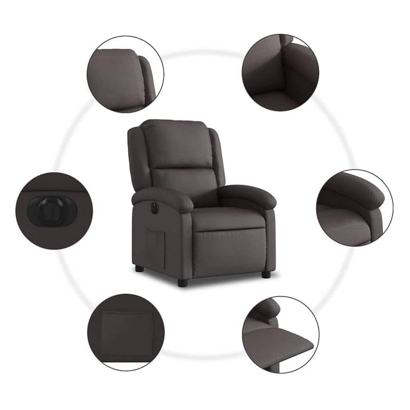 vidaXL Leather Electric Recliner Chair in Dark Brown