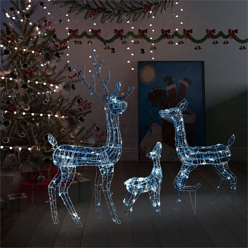 vidaXL Large Acrylic Reindeer Family in Cool White