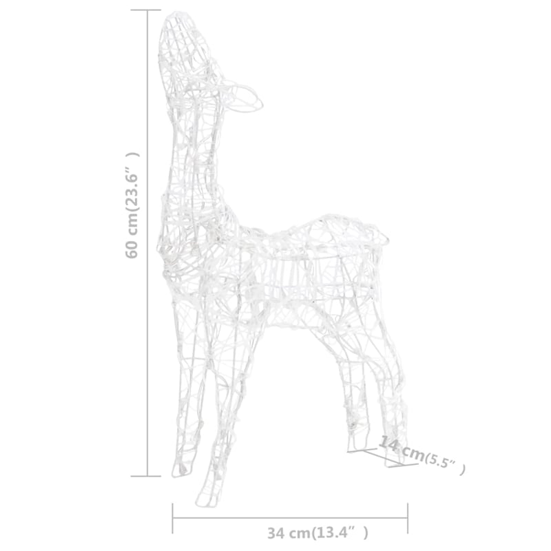 vidaXL Large Acrylic Reindeer Family in Cool White