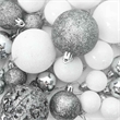 vidaXL Plastic Christmas Ball Set Shiny Various sizes in White (Set of 61)