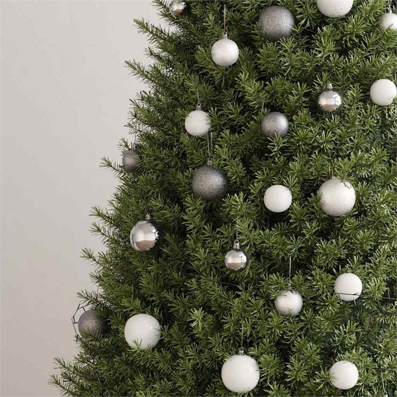 vidaXL Plastic Christmas Ball Set Shiny Various sizes in White (Set of 61)
