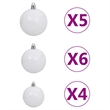 vidaXL Plastic Christmas Ball Set Shiny Various sizes in White (Set of 61)