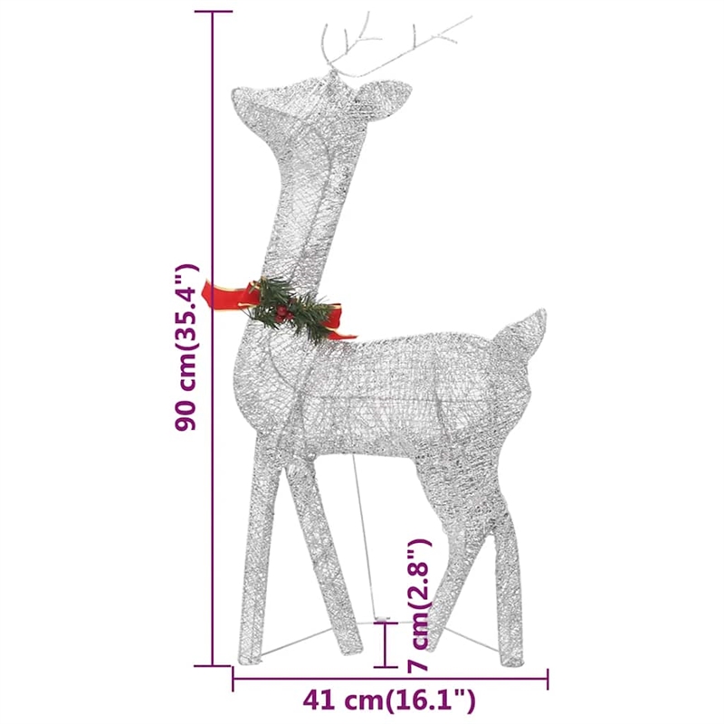 vidaXL Large Christmas Reindeer Family in Silver (Set of 3)
