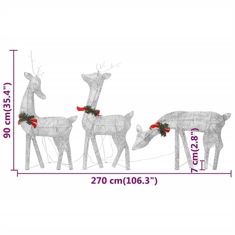 vidaXL Large Christmas Reindeer Family in Silver (Set of 3)