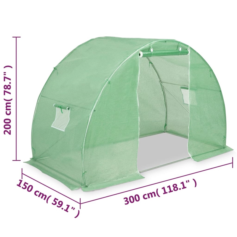 vidaXL Galvanized Steel 48.4 Sqft Greenhouse in Green