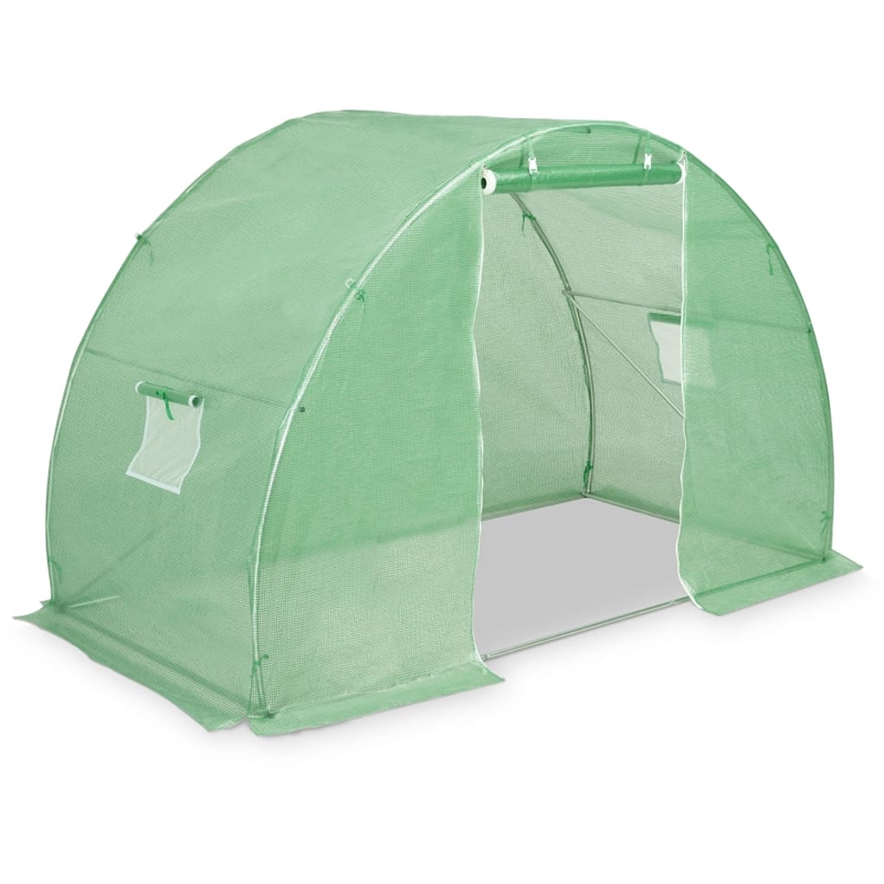 vidaXL Galvanized Steel 48.4 Sqft Greenhouse in Green