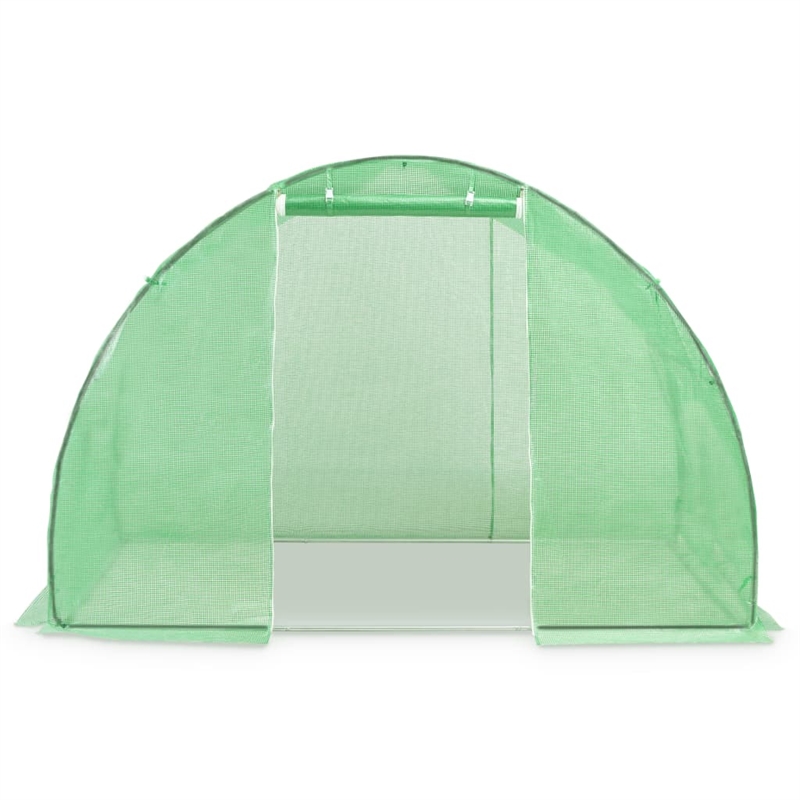 vidaXL Galvanized Steel 48.4 Sqft Greenhouse in Green