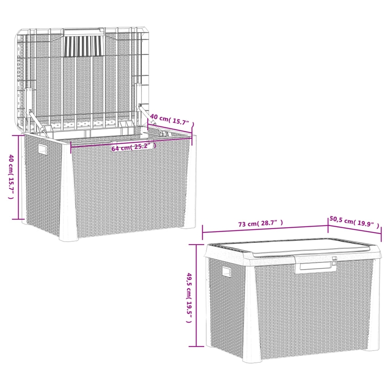 vidaXL Polypropylene Garden Storage Box in Anthracite