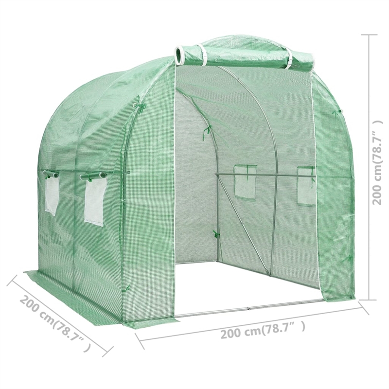 vidaXL Galvanized Steel Medium Greenhouse in Green