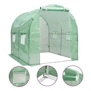 vidaXL Galvanized Steel Medium Greenhouse in Green