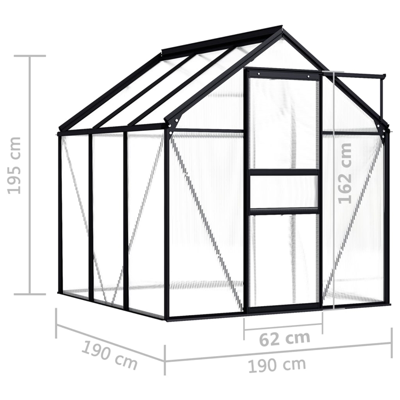 vidaXL Aluminum and Polycarbonate Large Greenhouse in Anthracite Transparent