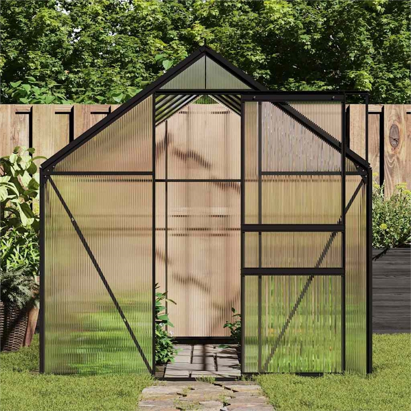 vidaXL Aluminum & Polycarbonate Large Greenhouse in Anthracite Transparent