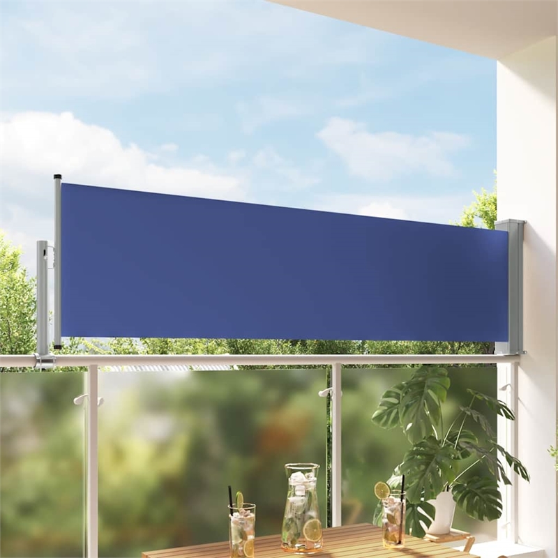 vidaXL Side Awning in Blue and Grey
