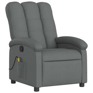 vidaXL Polyester Plywood Medium Massage Recliner Chair in Dark Grey