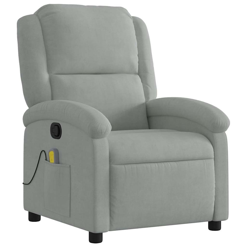 vidaXL Velvet Massage Recliner Chair in Light Gray