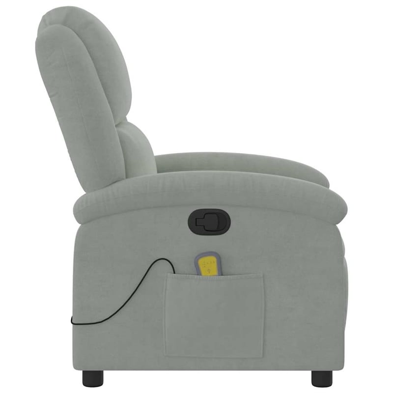 vidaXL Velvet Massage Recliner Chair in Light Gray