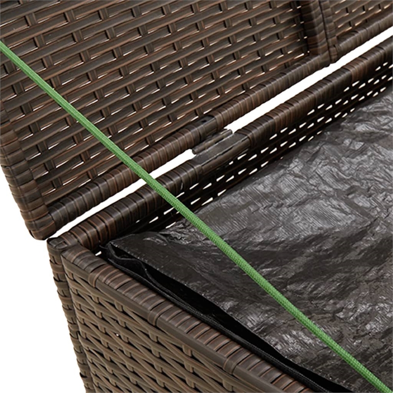 vidaXL Poly Rattan Garden Storage Box in Brown