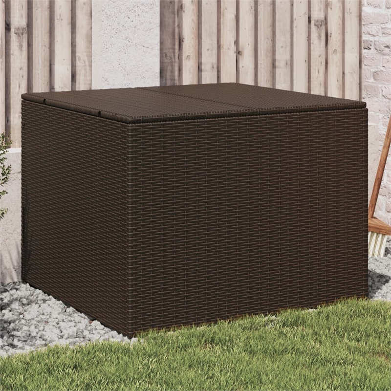 vidaXL Poly Rattan Garden Storage Box in Brown