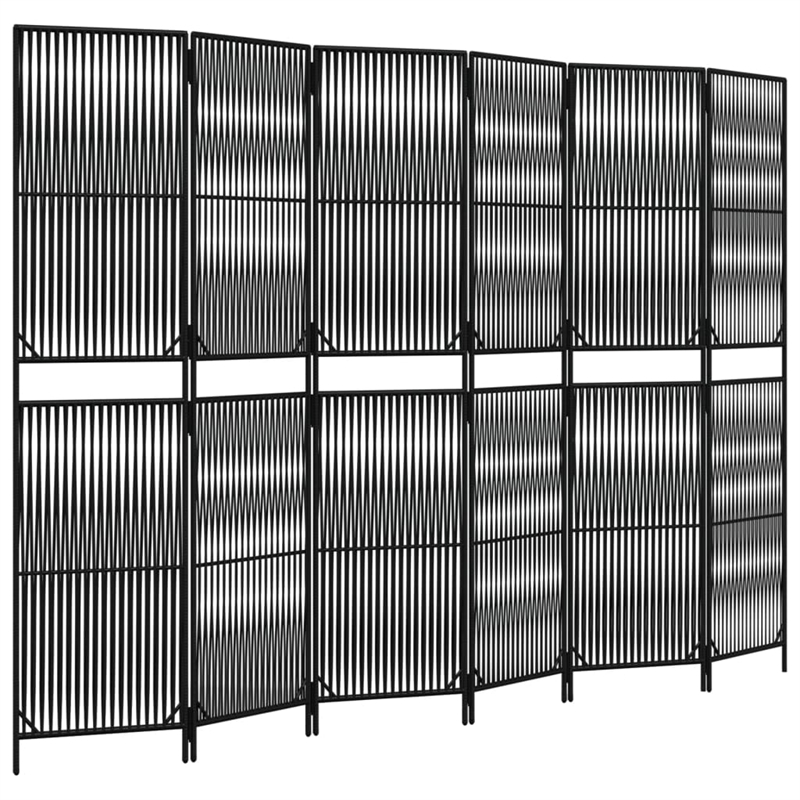 vidaXL Room Divider 6 Panels Poly Rattan in Black