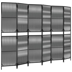 vidaXL Room Divider 6 Panels Poly Rattan in Black