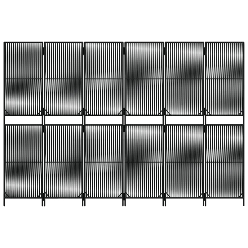 vidaXL Room Divider 6 Panels Poly Rattan in Black