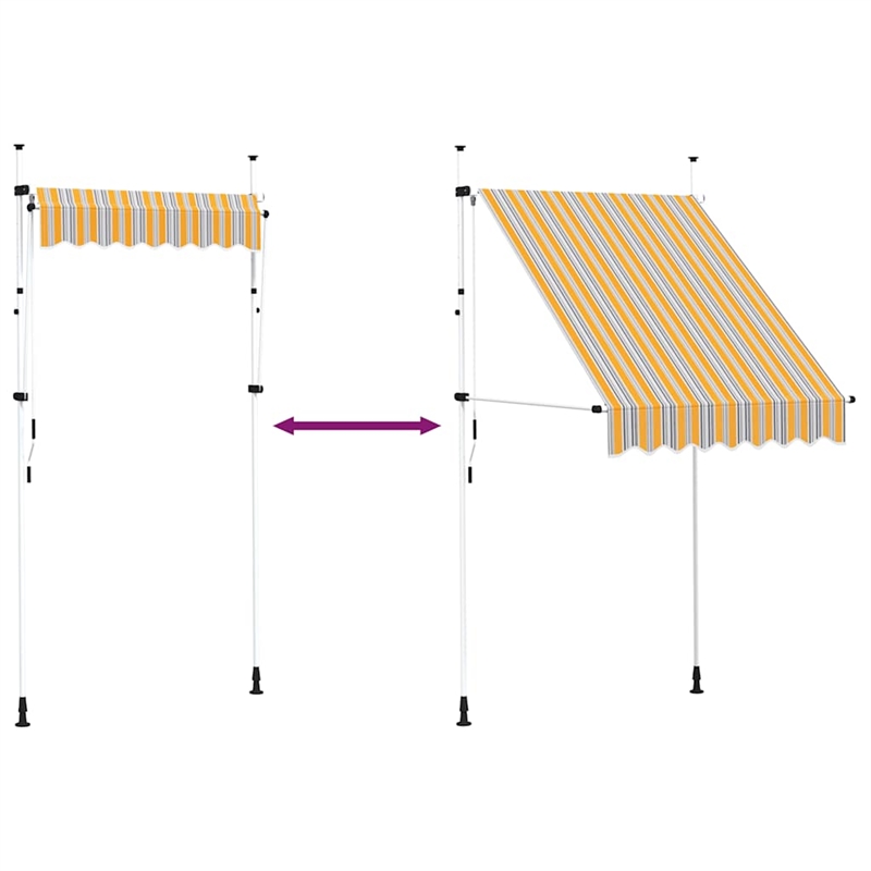 vidaXL Retractable Awning in Yellow and Blue Stripes
