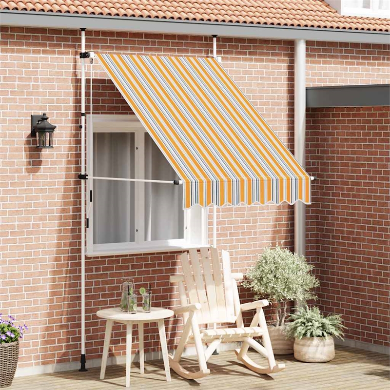 vidaXL Retractable Awning in Yellow and Blue Stripes