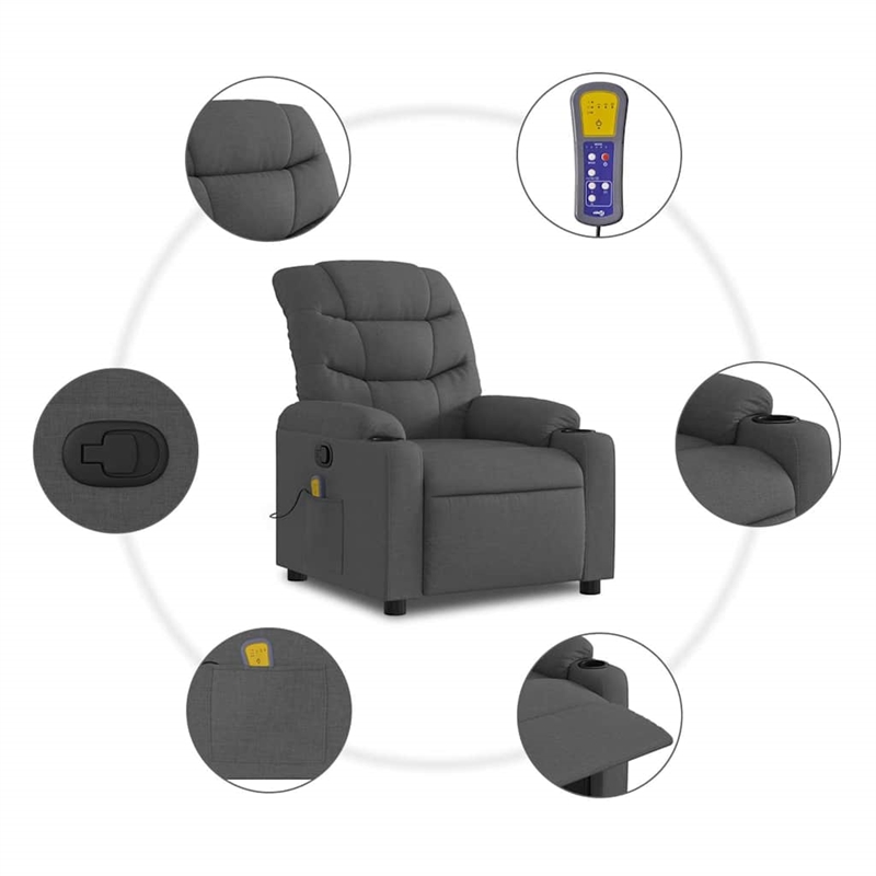 vidaXL Massage Recliner Chair in Dark Grey