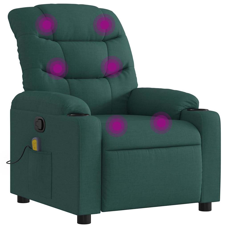 vidaXL Massage Recliner Chair in Dark Green