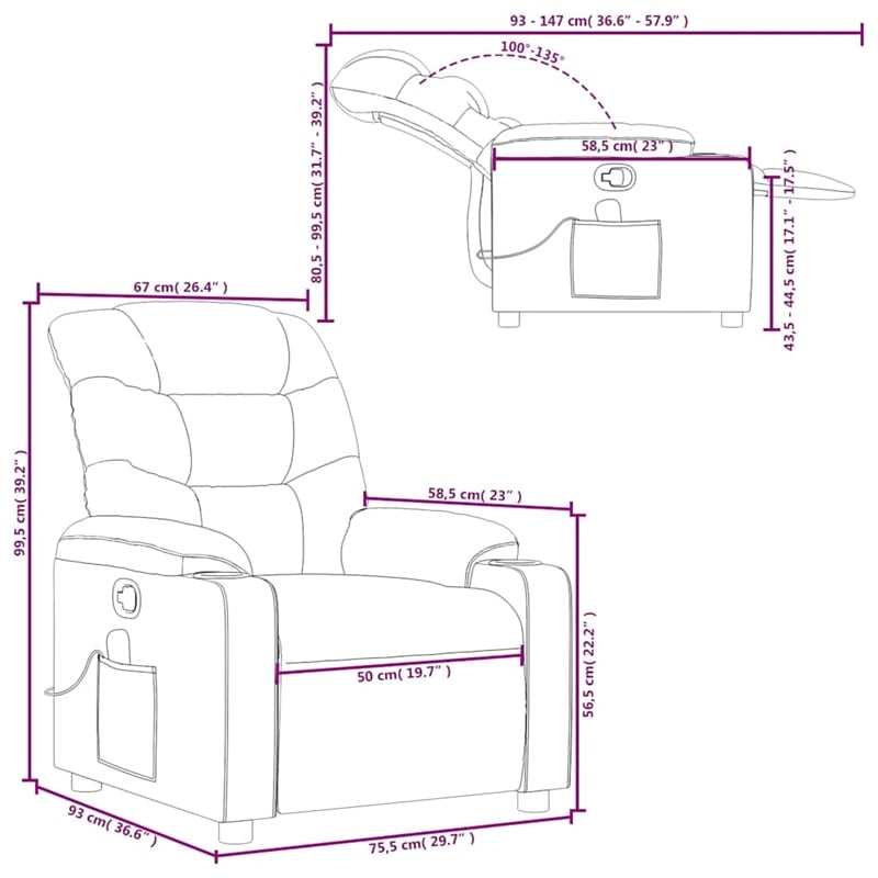vidaXL Massage Recliner Chair in Dark Green