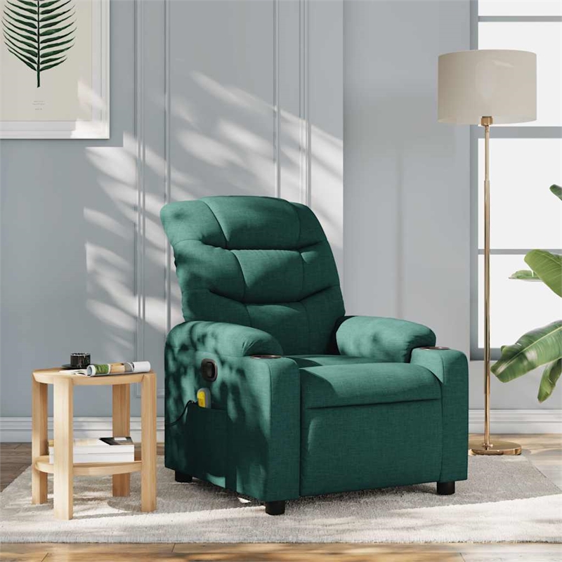vidaXL Massage Recliner Chair in Dark Green