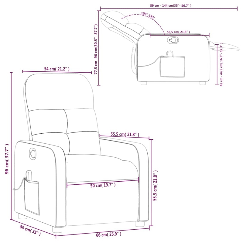 vidaXL Massage Recliner Chair in Dark Gray