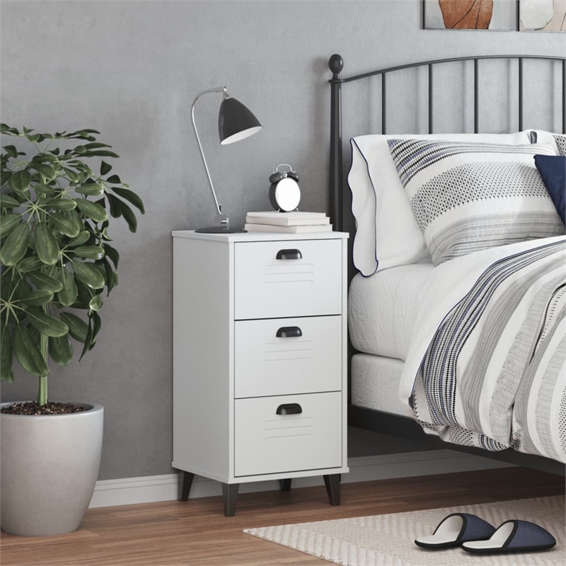 vidaXL Standard Engineered Wood Bedside Table in White