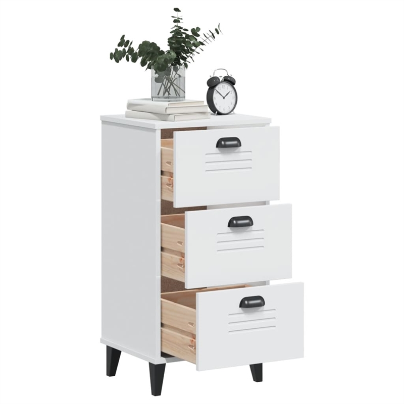 vidaXL Standard Engineered Wood Bedside Table in White