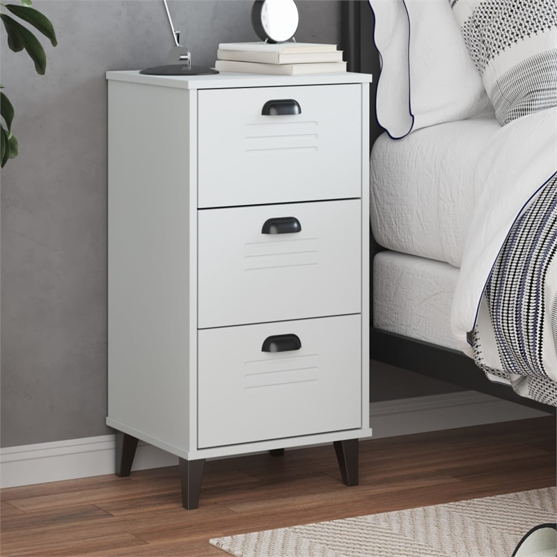 vidaXL Standard Engineered Wood Bedside Table in White