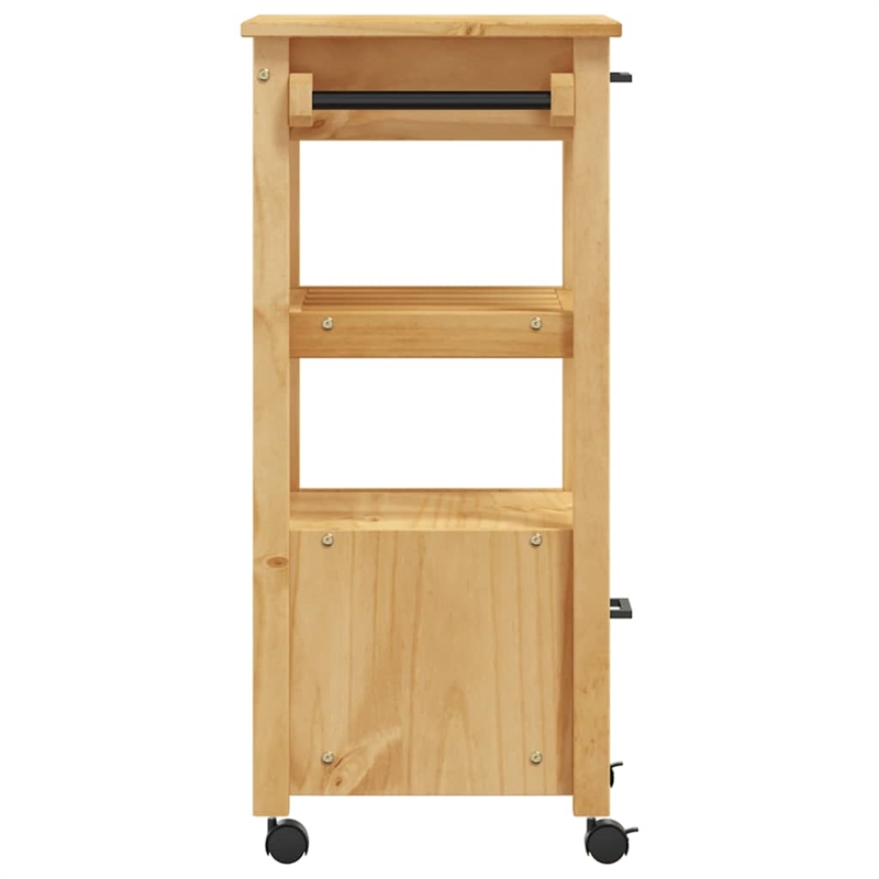 vidaXL  Solid Wood Pine Kitchen Trolley in Brown