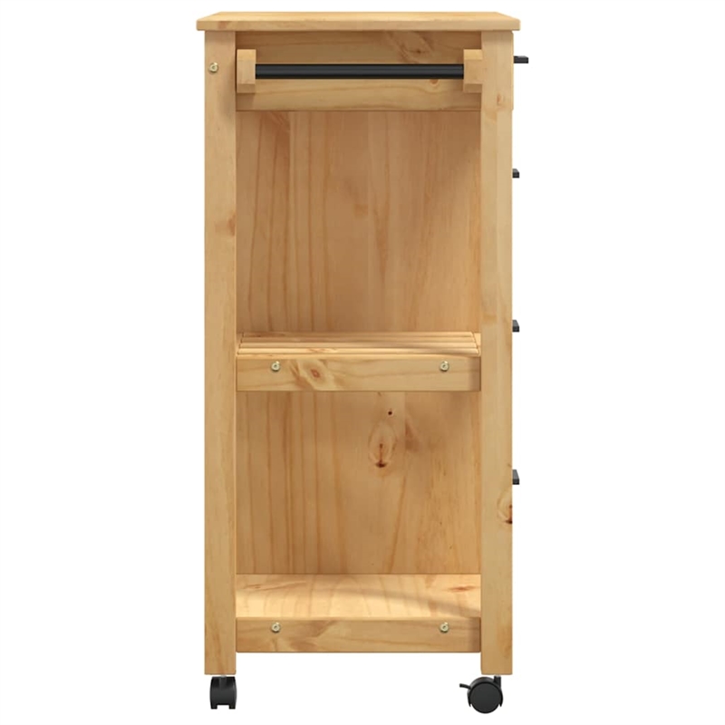 vidaXL  Solid Wood Pine Kitchen Trolley in Brown