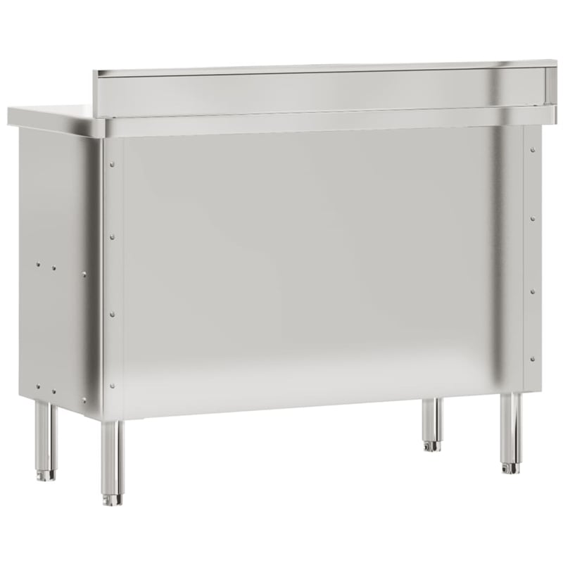 vidaXL Stainless Steel Kitchen Work Table with Sliding Doors in Steel