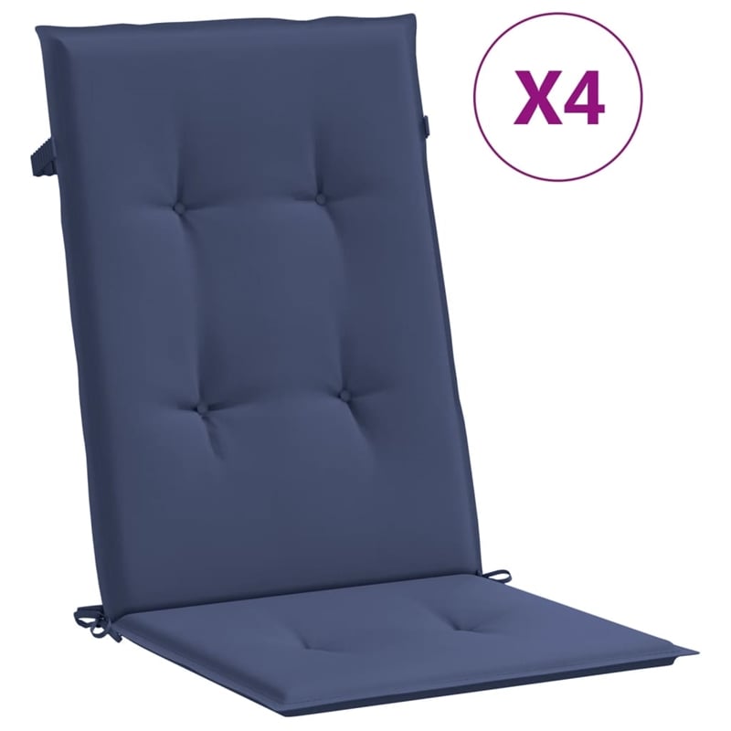 vidaXL Highback Chair Cushion in Navy Blue (Set of 4)