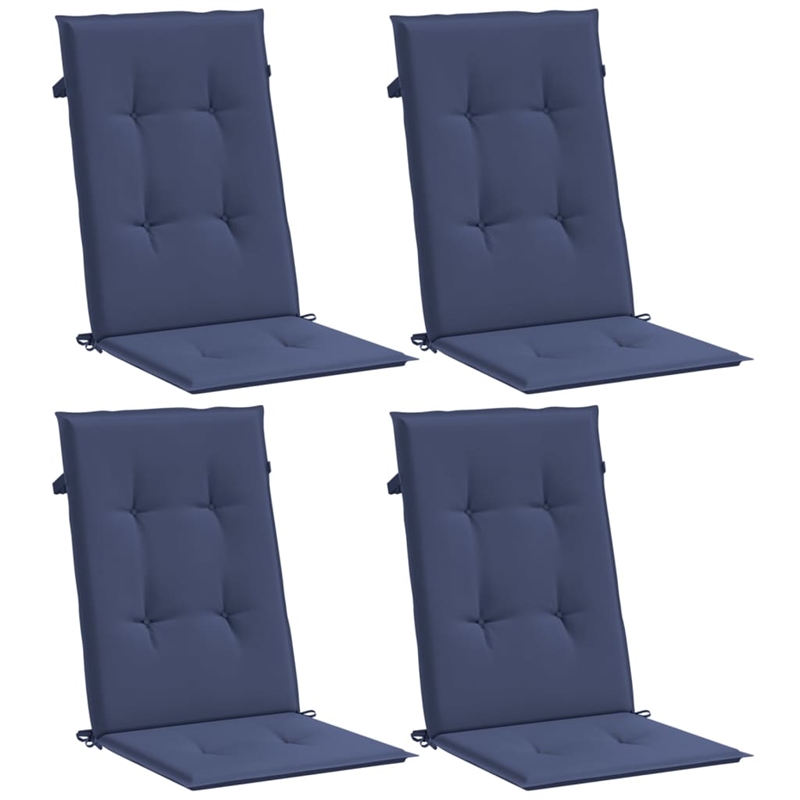vidaXL Highback Chair Cushion in Navy Blue (Set of 4)