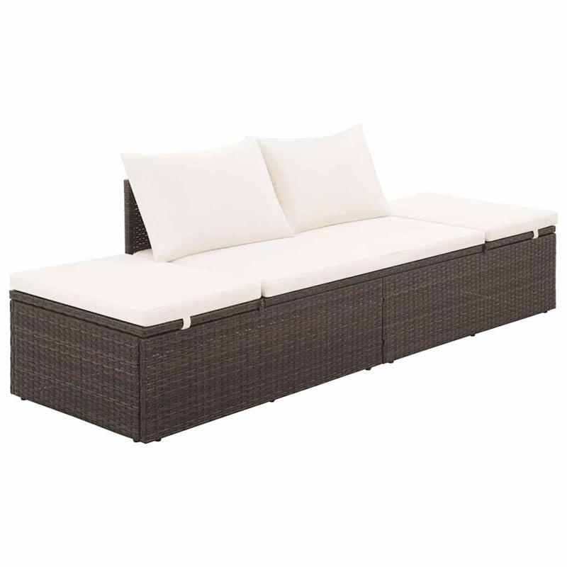 vidaXL Outdoor Lounge Bed in Brown and Cream White