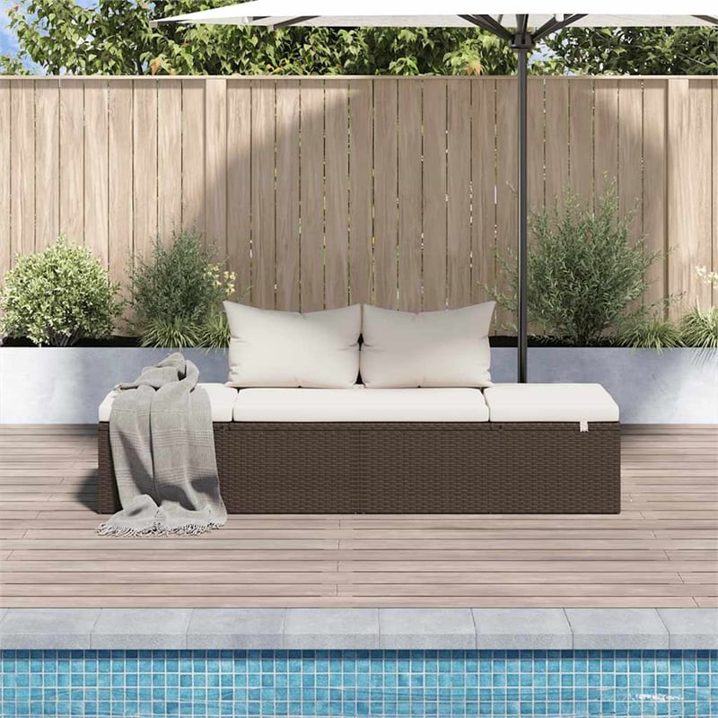vidaXL Outdoor Lounge Bed in Brown and Cream White