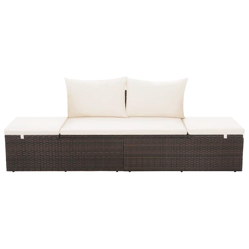 vidaXL Outdoor Lounge Bed in Brown and Cream White
